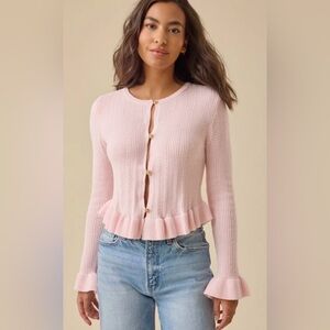 Pink Ruffled Women's Sweater